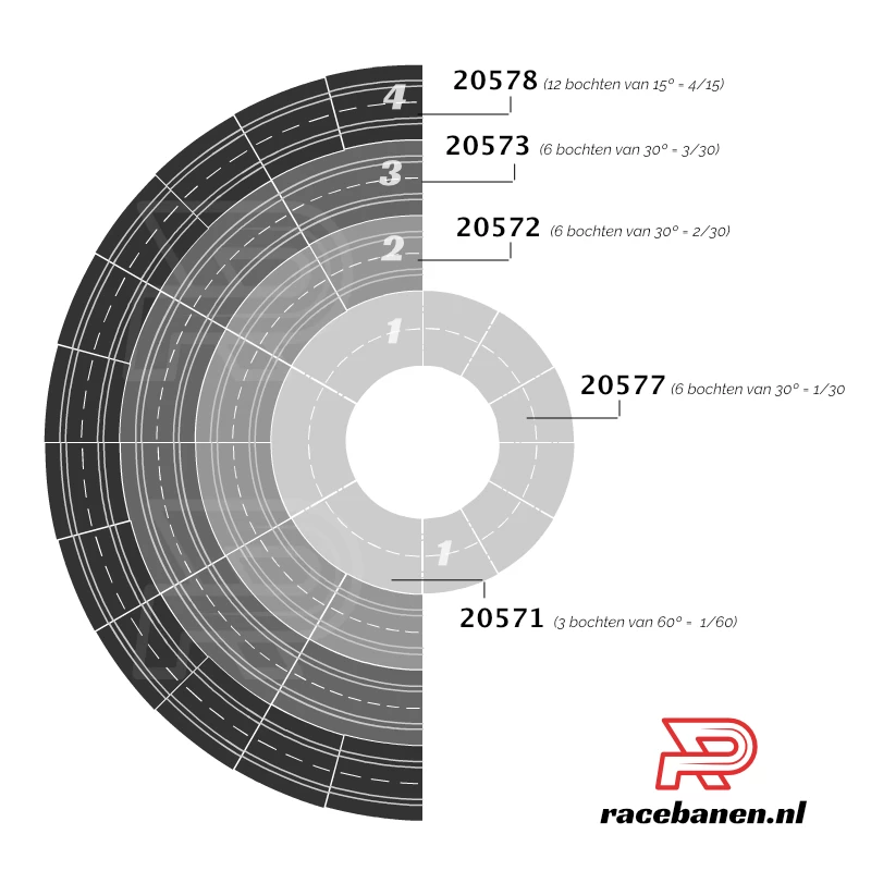 Bocht 2/30º Carrera - 6 Stuks | 20572 - Afbeelding 3